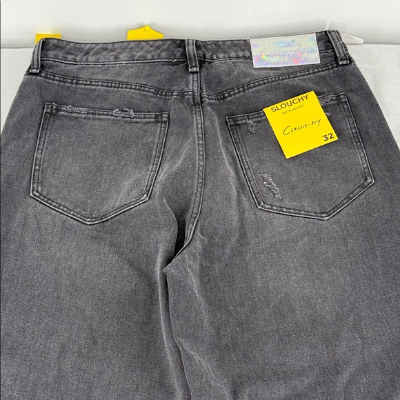 Circus NY Jeans Wm 32 High Waist Slouchy Faded Black Distressed Wide Leg Plus - Picture 9 of 14